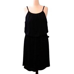 Allison Brittney Black Sleeveless Blouson Midi Dress with Keyhole Back, Size XL